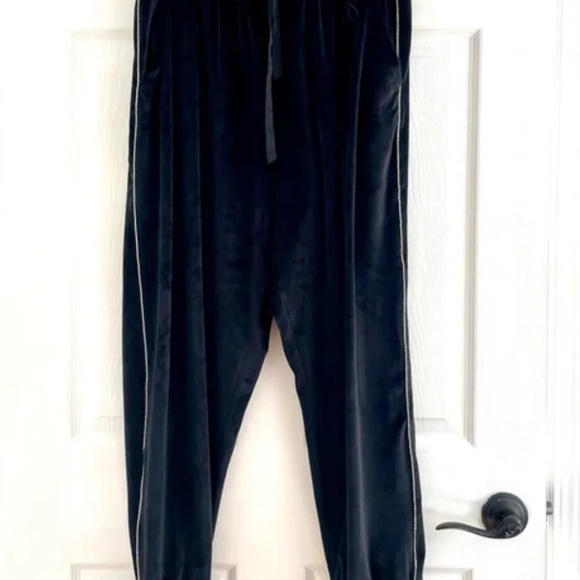 Like new Victoria Secret black velour joggers with rhinestones - Picture 3 of 10